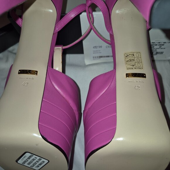 Gucci, hot pink, platform heels, NEW, spike-embellished, US 11.5/EU 42 box&bags - Picture 3 of 7